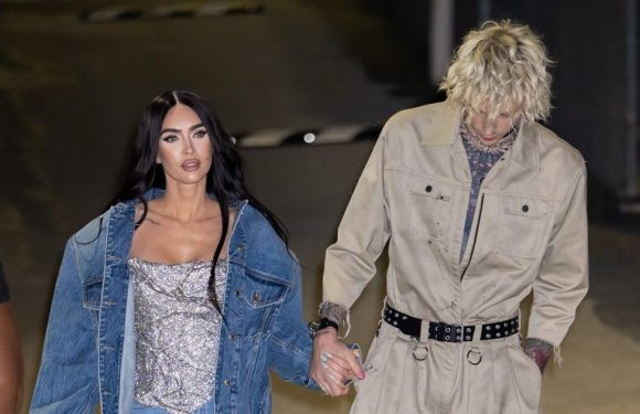 Megan Fox Pairs a Bustier With Wide-Leg Jeans For a Date With MGK