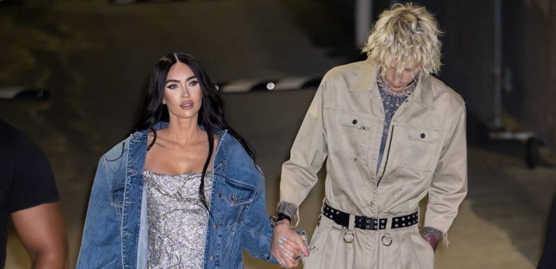 Megan Fox Pairs a Bustier With Wide-Leg Jeans For a Date With MGK