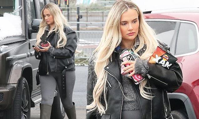 Pregnant Molly-Mae Hague wraps her baby bump in a black leather jacket
