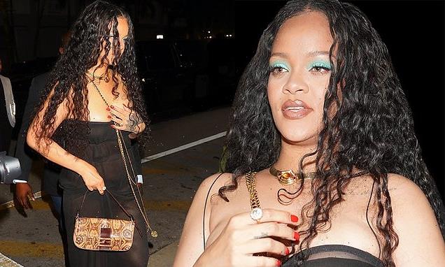 Rihanna steps out for romantic dinner with A$AP Rocky in sheer dress