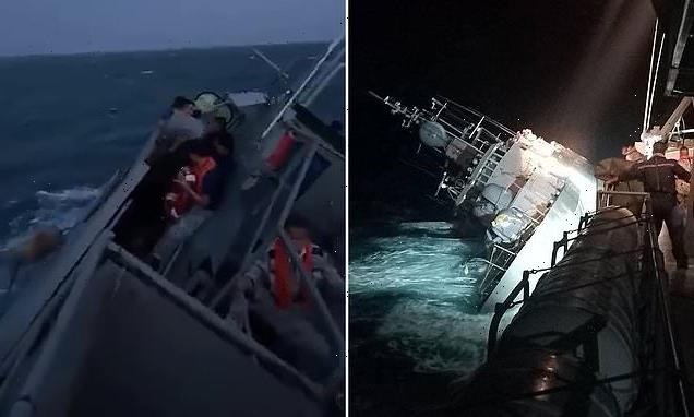Terrifying moment 'out of control' Thai warship starts sinking
