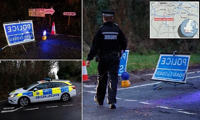 Cordon at Surrey country lane where woman was mauled to death by dog