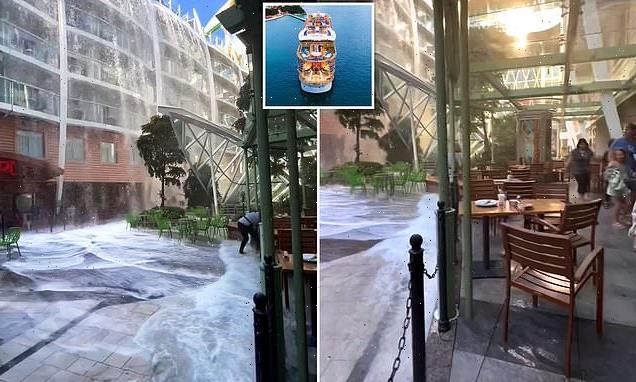 Cruise ship pool turns into waterfall after ship does a hard-turn