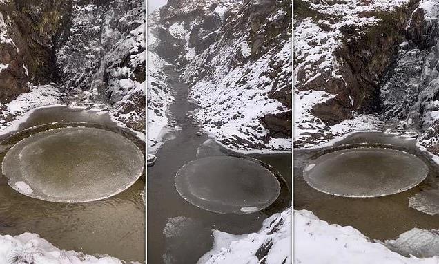 Hiker captures footage of rare 'ice pancake' in the Scottish Highlands