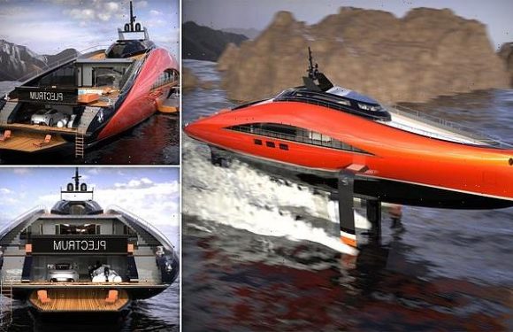 Incredible 242ft yacht uses a foil system to 'fly' across the water