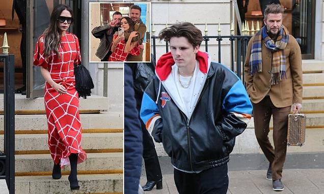 Victoria Beckham hits Fendi store for PFW in a striking red dress