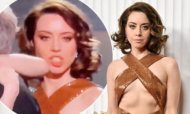 Aubrey Plaza's stylist defends actress' revealing SAG Awards gold gown