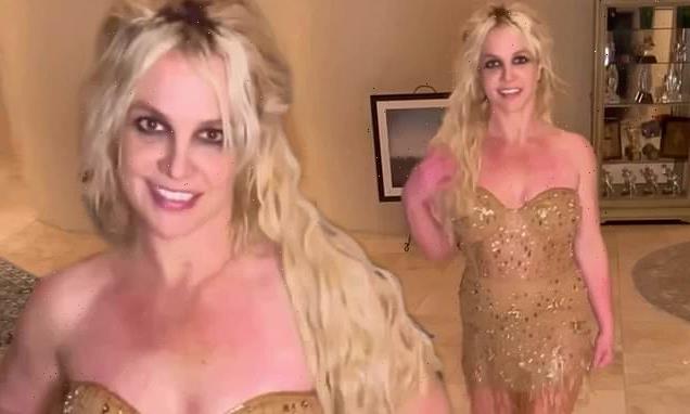 Britney Spears stuns in gold dress as she's 'MORTIFIED' by song clip