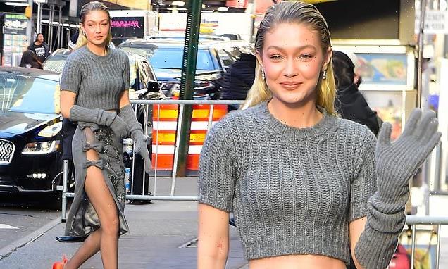 Gigi Hadid looks quirky as she arrives at Good Morning America in NYC