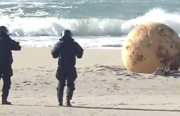 Huge mystery metal sphere discovered on beach – as cops baffled by what it is