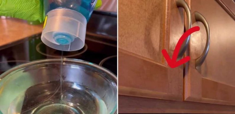 I’m a cleaning whizz and my 80p method is perfect for getting rid of hidden grease build-up on your kitchen cabinets | The Sun