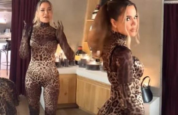 Khloe Kardashian slips into catsuit a as she attends private dinner