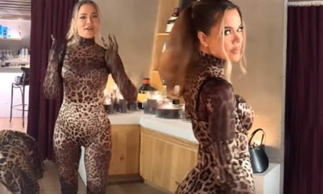 Khloe Kardashian slips into catsuit a as she attends private dinner