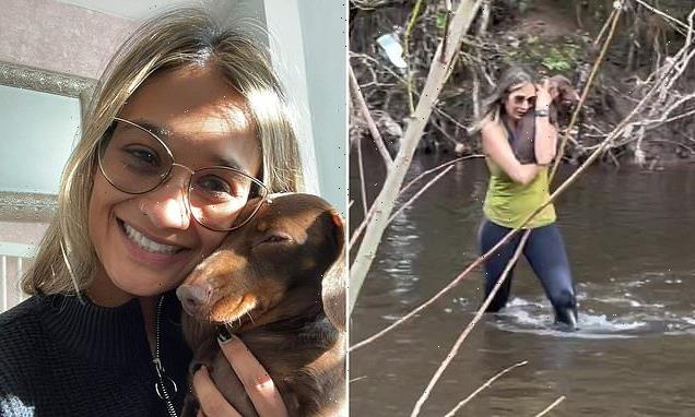 Watch as owner wades through river to be reunited with  missing dog