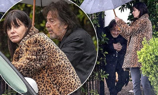 Al Pacino, 82, braves rain to visit his ex-girlfriend Lucila Sola, 46