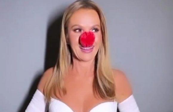 Amanda Holden goes braless as she poses in white minidress and Red Nose for Comic Relief | The Sun