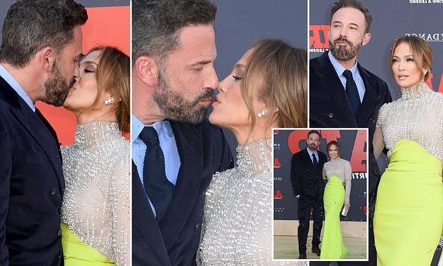 Jennifer Lopez kisses her husband Ben Affleck at Air premiere