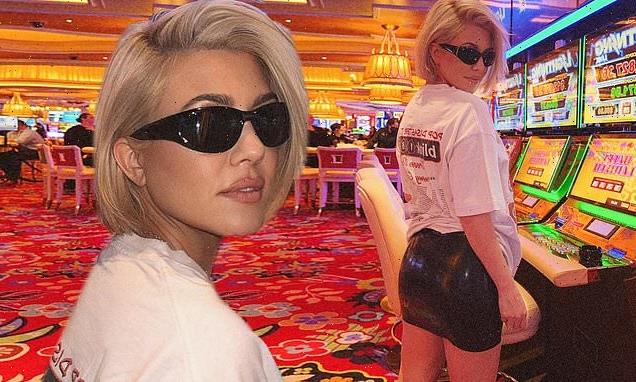 Kourtney Kardashian shows off her new bleached bob in Las Vegas