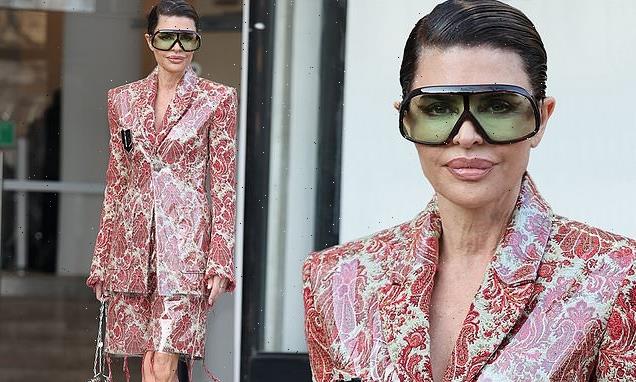 Lisa Rinna dons floral co-ord at Paco Rabanne show in Paris