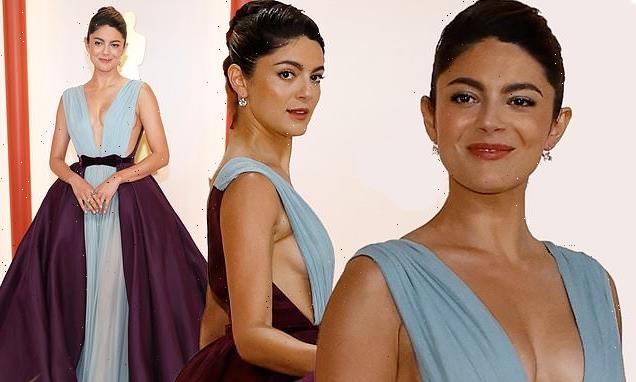 Monica Barbaro give a peek at her chest in racy gown at the Oscars