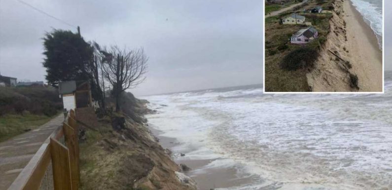 Terrified residents flee their cliff edge homes amid fears they could plunge into the sea as Storm Larissa batters UK | The Sun