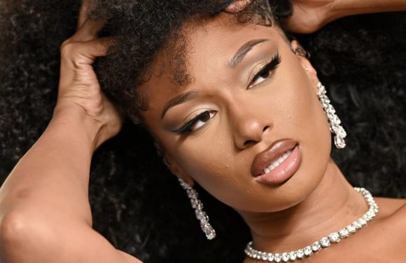 Megan Thee Stallion Dances in a Rhinestone Naked Dress With a Thigh Slit