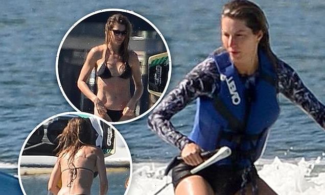 EXCLUSIVE: Gisele Bundchen shows off fit figure wakeboarding with kids
