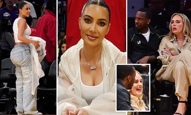 Kim Kardashian is casual cool with Adele at NBA playoff game in LA