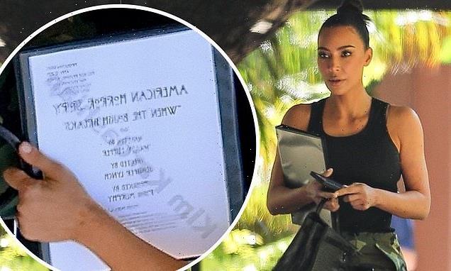 Kim Kardashian rocks camo pants on her way to  meeting with AHS script