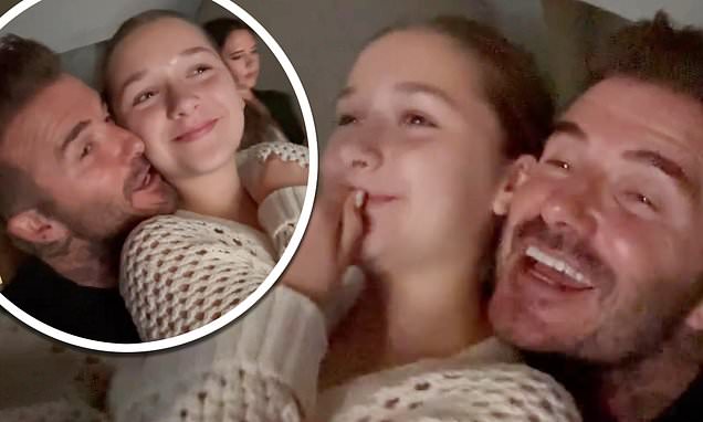 David and daughter Harper sing along to Sir Elton John at his live gig