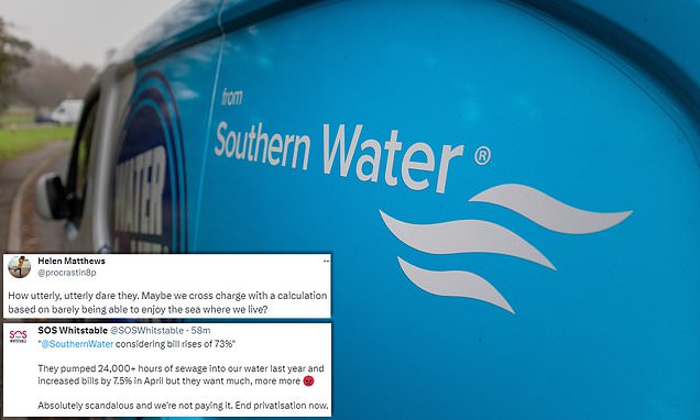 Fury as Southern Water reveals 'plan' to hike bills 73% by 2030