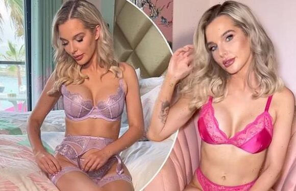 Helen Flanagan flaunts her surgically enhanced cleavage in lingerie