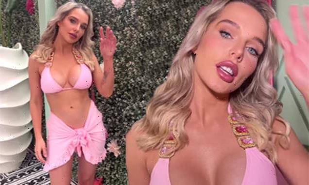 Helen Flanagan shows off her surgically enhanced cleavage