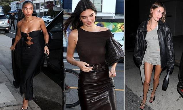 Kendall Jenner goes braless in a sheer black top for dinner