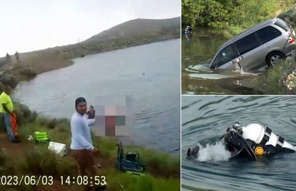 Moment Utah officers rescue girl, 12, from submerged van
