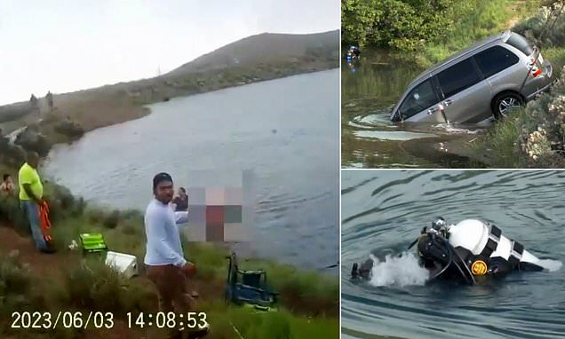 Moment Utah officers rescue girl, 12, from submerged van