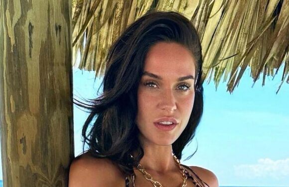 Vicky Pattison shows off her wild side as she slips into into minuscule bikini