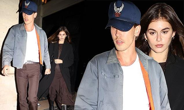 Austin Butler holds Kaia Gerber's hand while leaving eatery in Paris