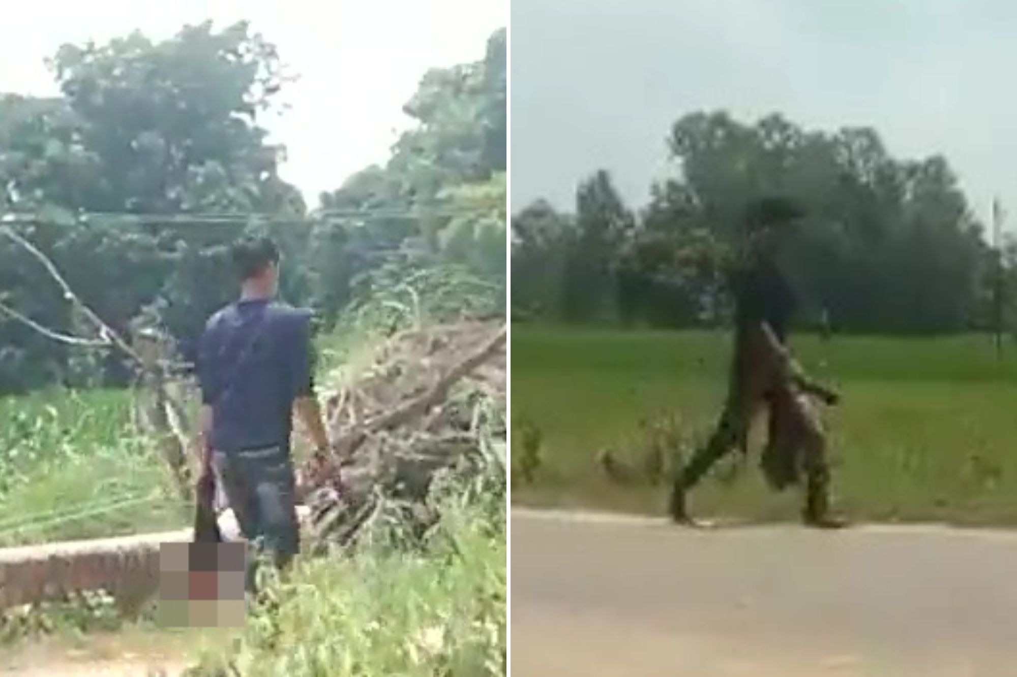 Chilling moment man carries his sister’s severed head in street after killing her for trying to marry against his wishes | The Sun