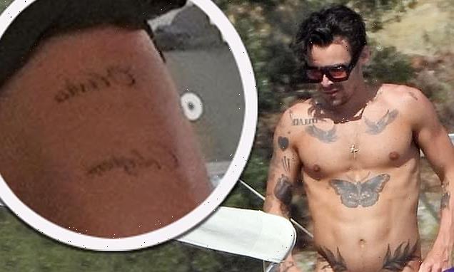Harry Styles flashes thigh tattoo 'dedicated to his ex Olivia Wilde'