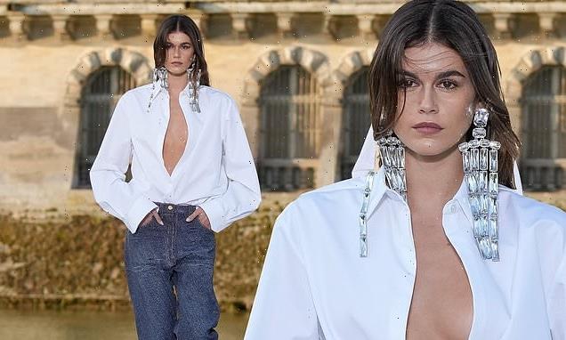 Kaia Gerber goes braless on the runway for Valentino Haute Couture