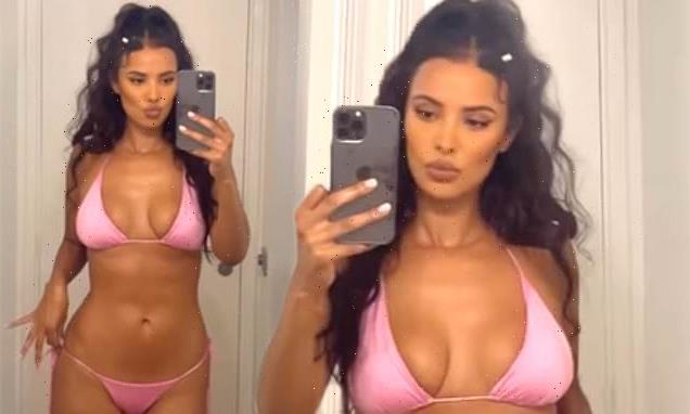 Maya Jama shows off her incredible figure in a pink bikini