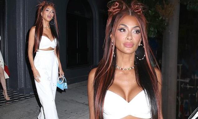 Nicole Scherzinger puts on a busty display in a chic white co-ord set
