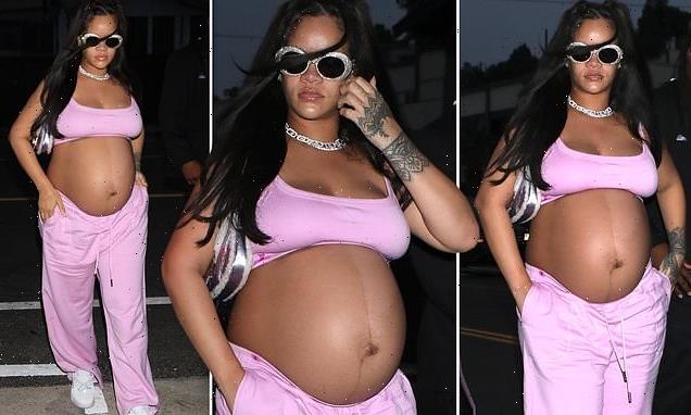 Rihanna flaunts her baby bump in pink outfit while out with A$AP Rocky