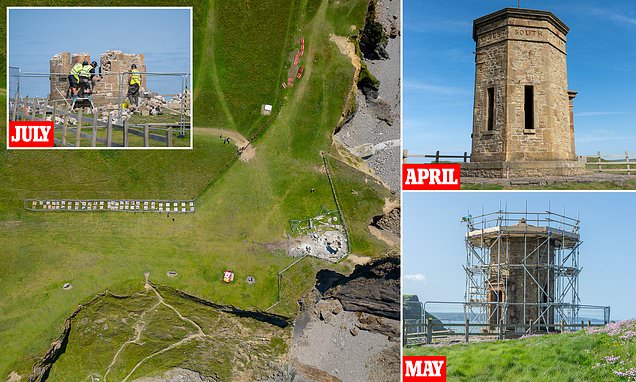 Victorian storm tower is dismantled amid project to move it inland