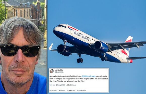 Crime writer Sir Ian Rankin is bumped down from business class on BA