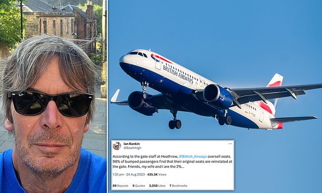 Crime writer Sir Ian Rankin is bumped down from business class on BA