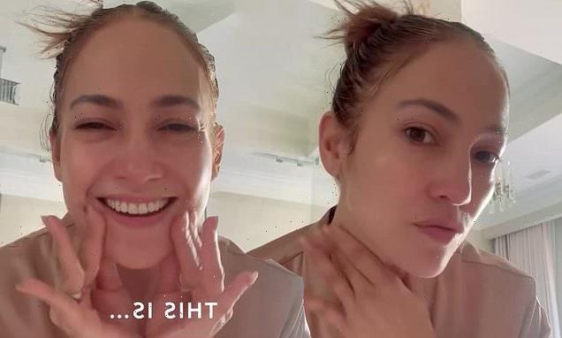 Jennifer Lopez, 54, goes barefaced while showing off skincare routine