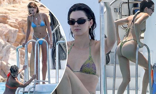 Kendall Jenner puts on VERY cheeky display in thong bikini on a yacht