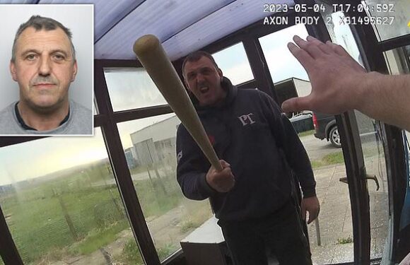 Terrifying moment farmer smashes up father's home with baseball bat